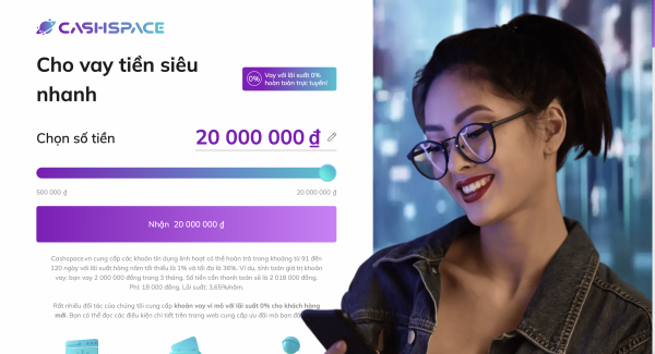 Cashspace – Vay siêu tốc lên đến 20.000.000 VND