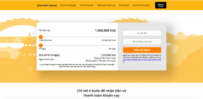 OneClickMoney – Vay siêu tốc lên đến 10.000.000 VND
